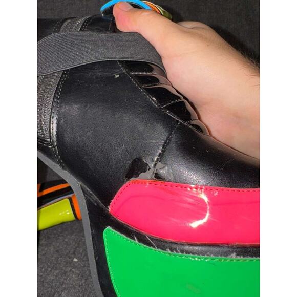 Club Exx Cybertron Babe Boots Womens 6 Platform Neon Vegan Lug Heel LED Straps - Picture 7 of 8